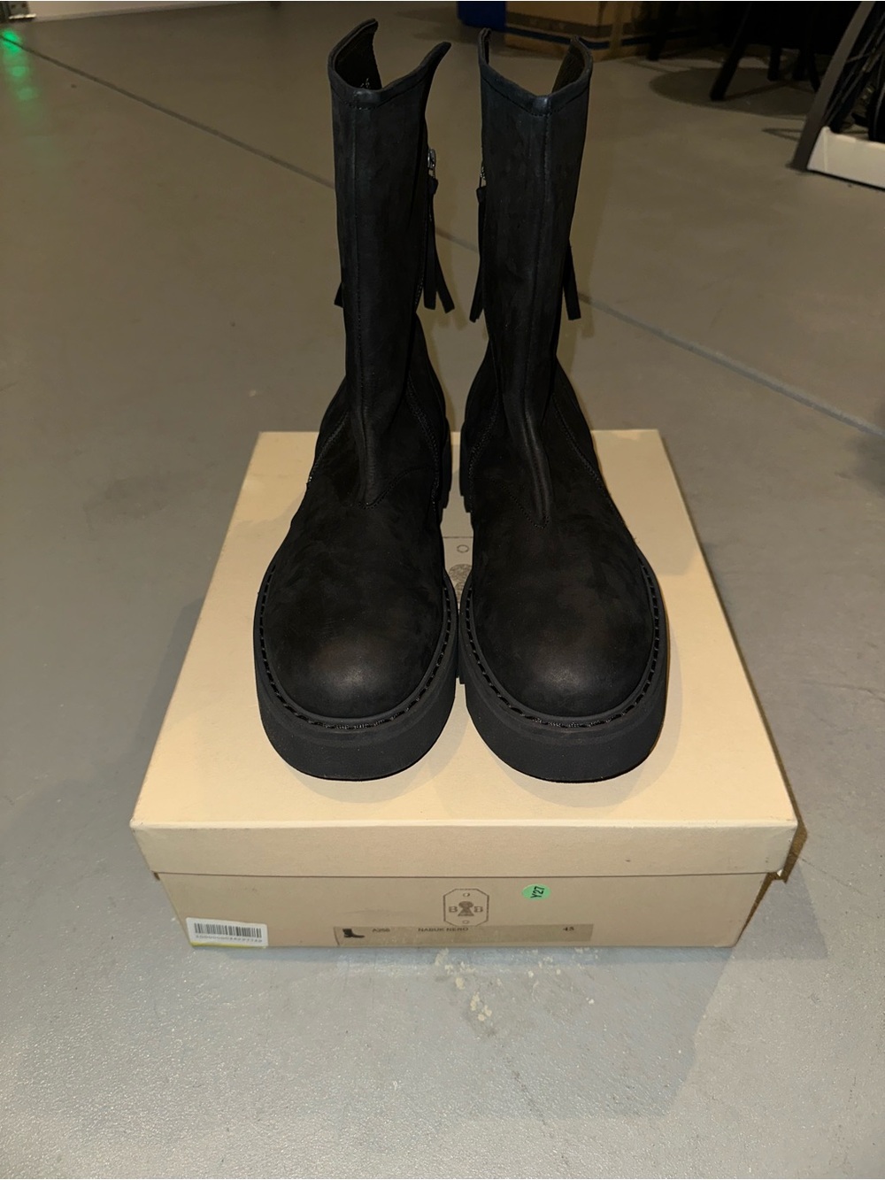 Bruno Bordese Black Mid-Calf Platform Zip Boots